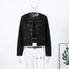 Women's Single-Breasted Stand-Collar Blazer with Decorative Frog Closures