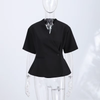 Women's Short Sleeve Blazer, Slim Fit V-Neck Wrap Front with Single-Button Closure for Office Wear