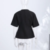 Women's Short Sleeve Blazer, Slim Fit V-Neck Wrap Front with Single-Button Closure for Office Wear
