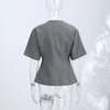 Women's Short Sleeve Blazer, Slim Fit V-Neck Wrap Front with Single-Button Closure for Office Wear