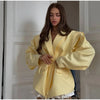 Women's Floral-Print Blazer with Lapels Long Sleeves and a Lace-Up Waist