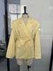 Women's Floral-Print Blazer with Lapels Long Sleeves and a Lace-Up Waist