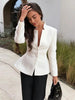 Women's Stand-Collar Blazer with Lace Patchwork and a Cinched Waist