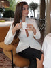 Women's Stand-Collar Blazer with Lace Patchwork and a Cinched Waist