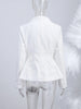 Women's Stand-Collar Blazer with Lace Patchwork and a Cinched Waist