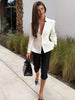 Women's Stand-Collar Blazer with Lace Patchwork and a Cinched Waist