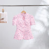 Women's Printed Slim-Fit Blazer with Short Puff Sleeves and a Single-Breasted Front