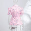 Women's Printed Slim-Fit Blazer with Short Puff Sleeves and a Single-Breasted Front