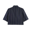Women's Striped Two-Piece Suit Set with a Short-Sleeve Blazer and Straight-Leg Pants