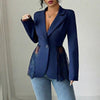 Women's Lace-Patchwork Blazer with Notched Lapels and a Single-Button Front