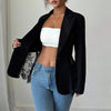 Women's Lace-Patchwork Blazer with Notched Lapels and a Single-Button Front
