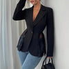 Women's Lace-Patchwork Blazer with Notched Lapels and a Single-Button Front