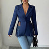 Women's Lace-Patchwork Blazer with Notched Lapels and a Single-Button Front