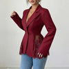 Women's Lace-Patchwork Blazer with Notched Lapels and a Single-Button Front