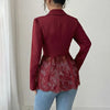 Women's Lace-Patchwork Blazer with Notched Lapels and a Single-Button Front