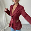 Women's Lace-Patchwork Blazer with Notched Lapels and a Single-Button Front