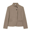 Women's Stand Collar Blazer, Long Sleeve Single-Breasted Button Jacket with Pockets for Spring and Fall