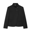 Women's Stand Collar Blazer, Long Sleeve Single-Breasted Button Jacket with Pockets for Spring and Fall
