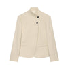 Women's Stand Collar Blazer, Long Sleeve Single-Breasted Button Jacket with Pockets for Spring and Fall