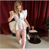 Women's Floral-Print Peplum Blazer with a Pleated Waist and Puff Sleeves