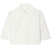 Women's Cropped Blazer, Stand Collar Short Sleeve Button-Front Jacket with Chest Pocket for Spring and Summer