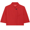 Women's Cropped Blazer, Stand Collar Short Sleeve Button-Front Jacket with Chest Pocket for Spring and Summer