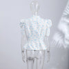Women's Printed Peplum Blazer with Puff Sleeves and a Cinched Waist
