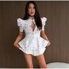 Women's Printed Peplum Blazer with Puff Sleeves and a Cinched Waist