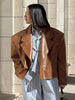 Women's Leather Long-Sleeve Blazer