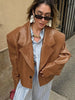 Women's Leather Long-Sleeve Blazer