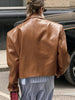 Women's Leather Long-Sleeve Blazer