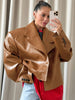 Women's Leather Long-Sleeve Blazer
