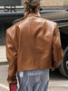 Women's Leather Long-Sleeve Blazer