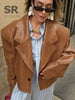 Women's Leather Long-Sleeve Blazer
