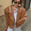 Women's Leather Long-Sleeve Blazer