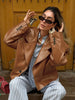 Women's Leather Long-Sleeve Blazer