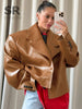 Women's Leather Long-Sleeve Blazer