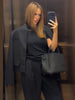Women's Black Stand-Collar Blazer with a Cropped Fit and Single-Button Front