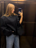 Women's Black Stand-Collar Blazer with a Cropped Fit and Single-Button Front