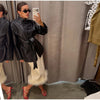 Women's Fitted PU-Leather Blazer with a Split Collar and Cinched Waist
