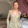 Women's Printed Full-Sleeve Blazer with a Square Neck and Slim Fit