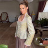 Women's Printed Full-Sleeve Blazer with a Square Neck and Slim Fit
