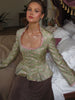 Women's Printed Full-Sleeve Blazer with a Square Neck and Slim Fit