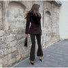 Women's Faux-Suede Blazer with a Faux-Fur Collar and Cuffs