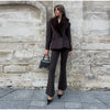 Women's Faux-Suede Blazer with a Faux-Fur Collar and Cuffs