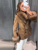 Women's Faux-Suede Blazer with a Faux-Fur Collar and Cuffs