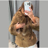 Women's Faux-Suede Blazer with a Faux-Fur Collar and Cuffs