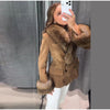 Women's Faux-Suede Blazer with a Faux-Fur Collar and Cuffs