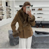Women's Faux-Suede Blazer with a Faux-Fur Collar and Cuffs