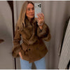 Women's Faux-Suede Blazer with a Faux-Fur Collar and Cuffs